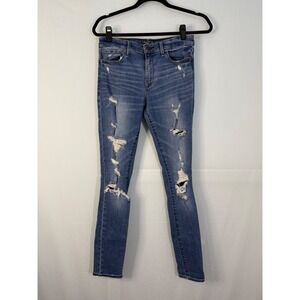 Abercrombie & Fitch Super Skinny Jeans Womens 28/6L Blue Excellent Distressed